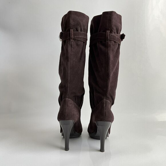 Michael Kors Boots Women 8M Brown Suede Kincade Knee High Slouchy Platform Heels - Picture 7 of 12